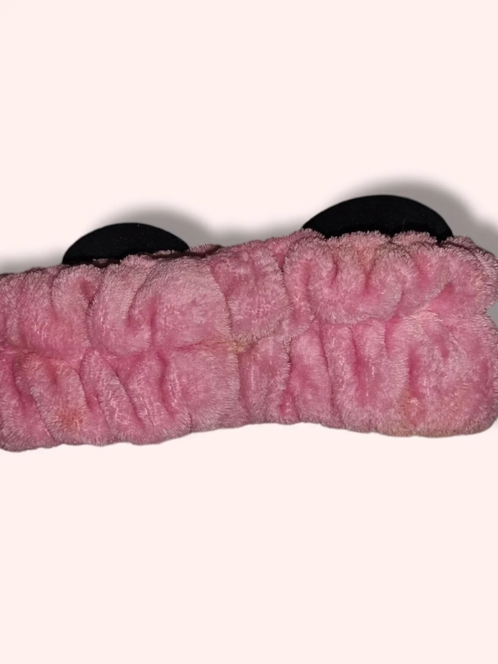 Plush Pink Bow Spa Headband with Polka Dot Accent